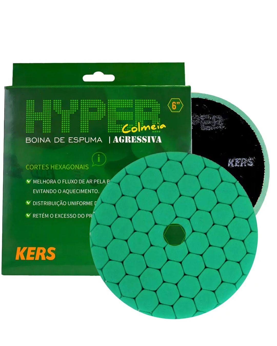 15493961111-boina-espuma-kers-hyper-6-verde-jpg.jpg BOINA DE ESPUMA HYPER 6" VERDE AGRESSIVA - Imagem 1