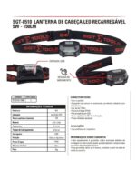LANTERNA DE CABECA LED RECARREGAVEL 5W  150LM - Imagem 2